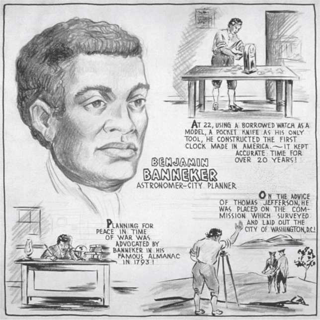 Sticker Icône de l'histoire noire : Benjamin Banneker, Sci (Devant)