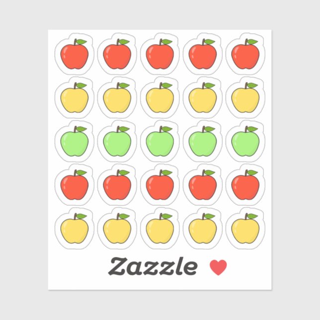 Sticker Icone de mini planificateur de pommes rouges jaune (Feuille)