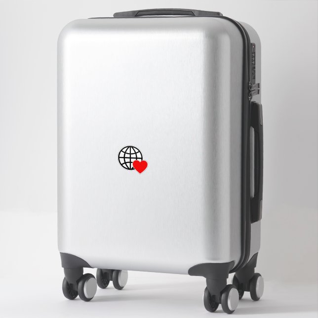 Sticker Icône Globe Amour Mondial | Conception de cœur Ter (Sur valise)