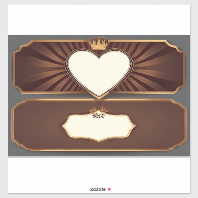 Sticker Icônes de cœur doré et de laurier (Feuille)