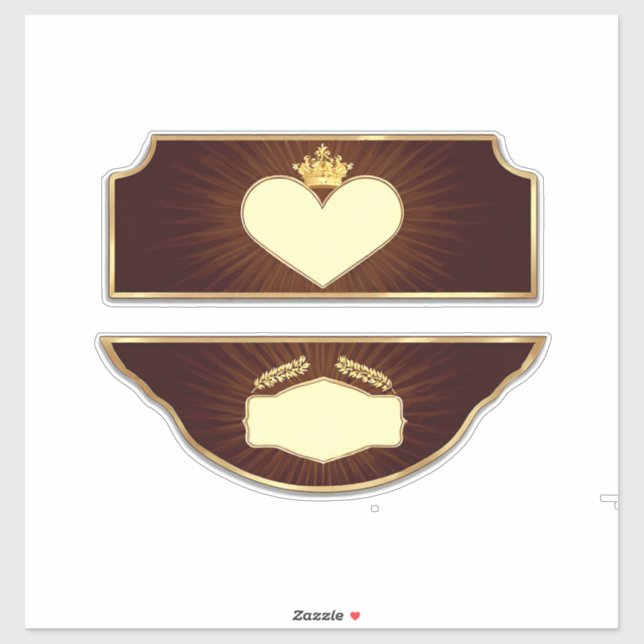 Sticker Icônes de cœur doré et de laurier (Feuille)
