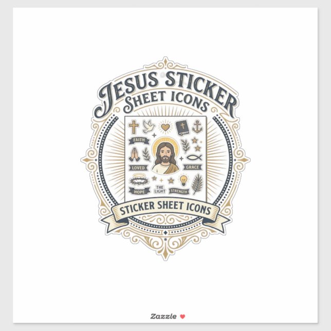 Sticker Icônes de feuille d'autocollants Jésus Icône de fe (Feuille)