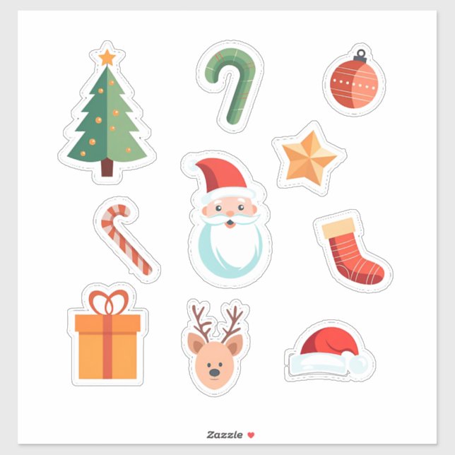 Sticker Icônes de Noël Colorées (Feuille)