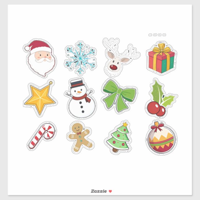 Sticker Icônes de Noël Colorées (Feuille)