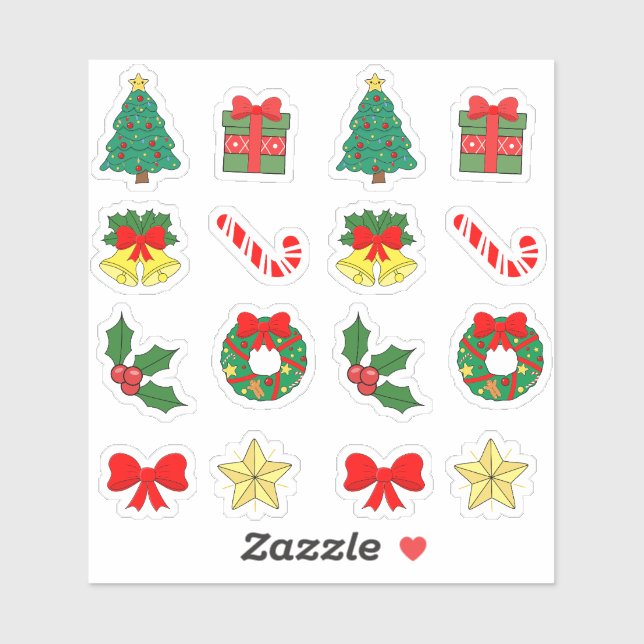 Sticker Icônes de Noël Décoration de Fêtes X-mas Mini Bujo (Feuille)