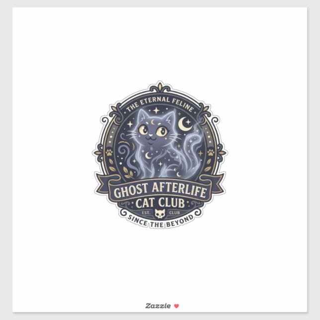 Sticker Idée cadeau chat après-vie fantôme papa chat - Apr (Feuille)