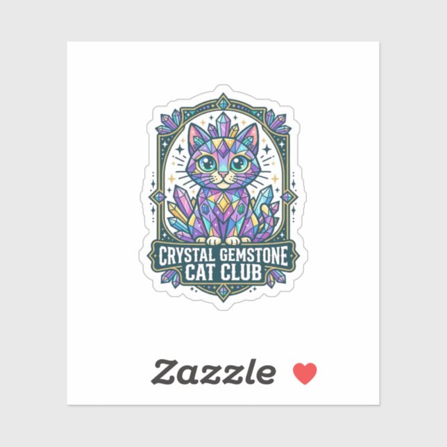 Sticker Idée Cadeau Chat Maman Pierre Précieuse Cristal -  (Feuille)