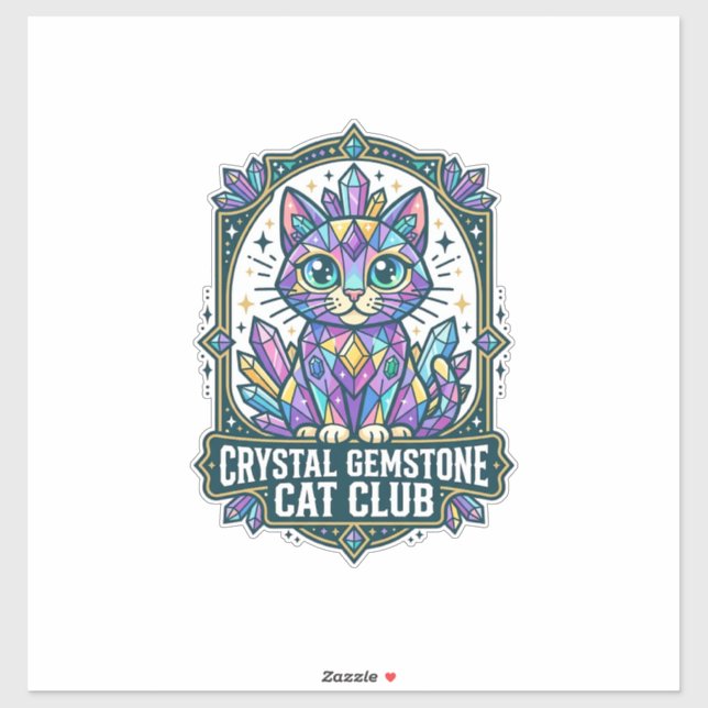 Sticker Idée cadeau Crystal Gemstone Cat Cat Mom - Crystal (Feuille)
