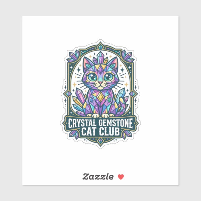 Sticker Idée cadeau Crystal Gemstone Chat Maman - Crystal  (Feuille)
