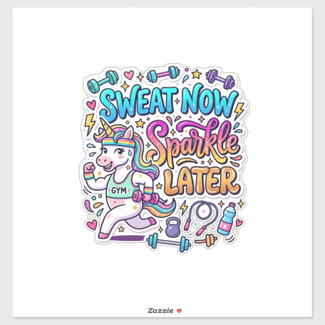 Sticker Idée Cadeau Licorne Sweat Maintenant Brille Plus T (Feuille)