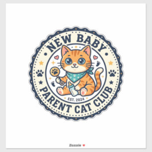 Sticker Idée cadeau nouveau bébé parent chat maman chat - 