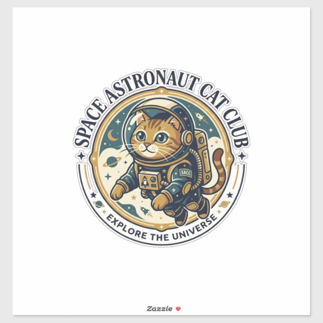 Sticker Idée cadeau papa chat astronaute spatial - Astr (Feuille)