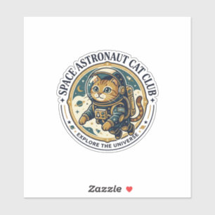 Sticker Idée cadeau papa chat astronaute spatial - Astr