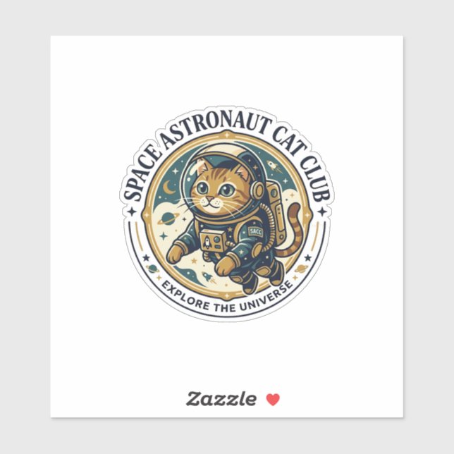 Sticker Idée cadeau papa chat astronaute spatial - Astr (Feuille)