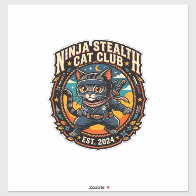 Sticker Idée cadeau pour maman de chat Ninja furtif - Ninj (Feuille)