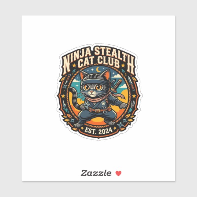 Sticker Idée cadeau pour maman de chat Ninja Stealth Cat - (Feuille)
