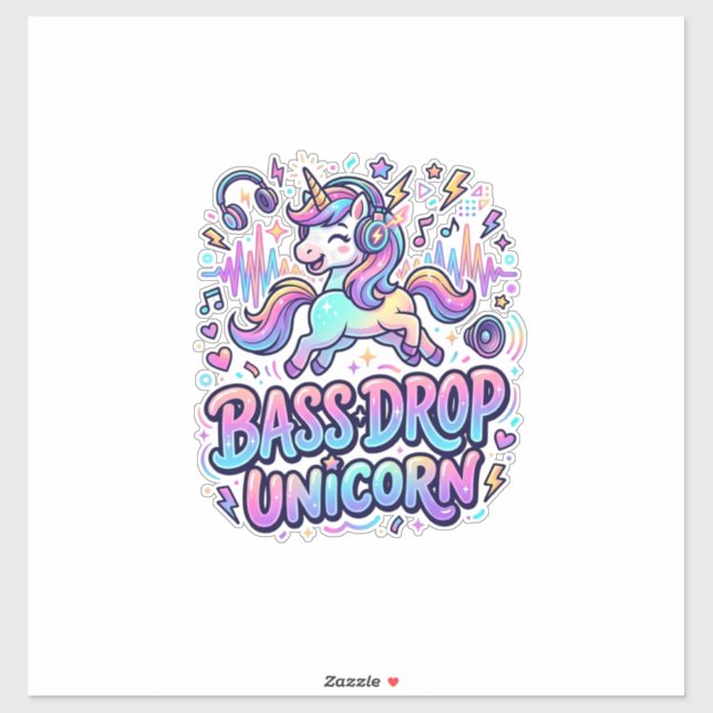 Sticker Idée de cadeau licorne basse drop typographie Des (Feuille)