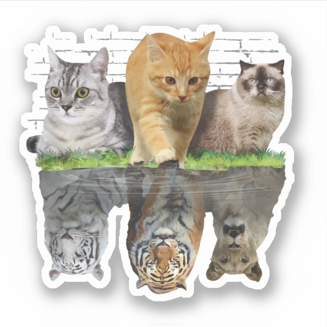 Sticker Idée de design de cadeau avec réflexion de chat am (Devant)