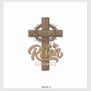 Sticker Il Est Ressuscité Croix Couronne D'épines Chemise