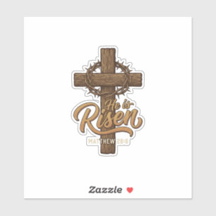 Sticker Il Est Ressuscité Croix Couronne d'Épines Chemise