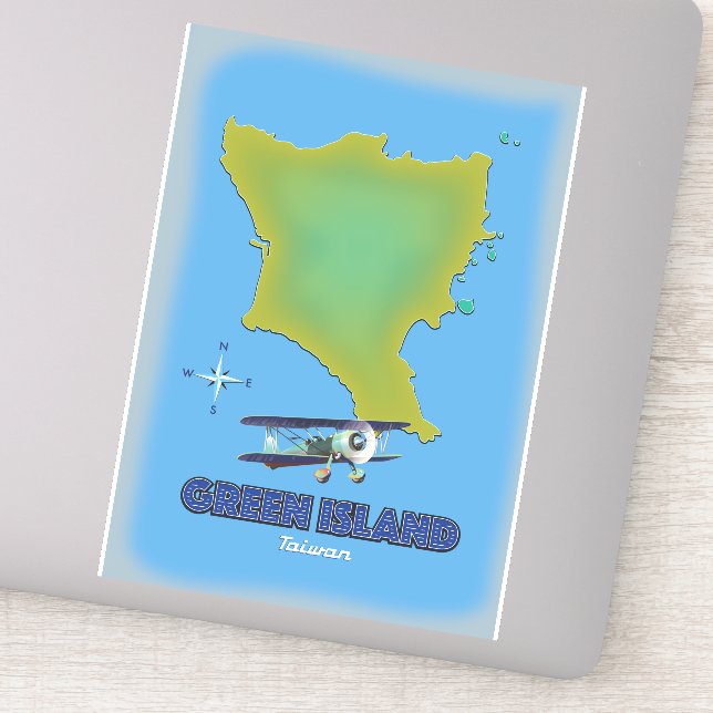 Sticker Île Verte affiche de voyage à Taiwan. (Détail)