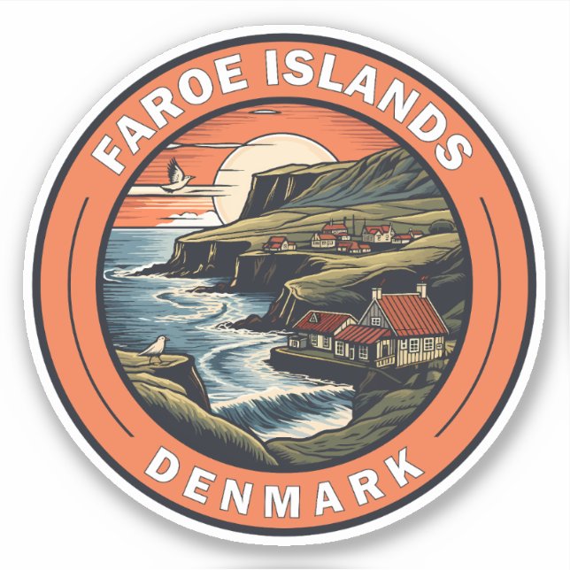 Sticker Îles Féroé Danemark Insigne d'art de voyage (Devant)