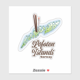 Sticker Îles Lofoten, Norvège affiche de ski.
