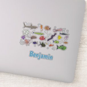 Sticker Illustration amusante de créatures marines