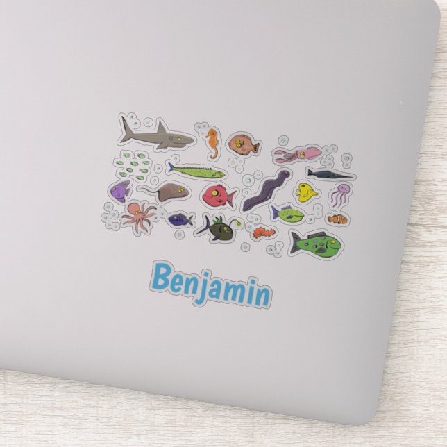 Sticker Illustration amusante de créatures marines (Détail)