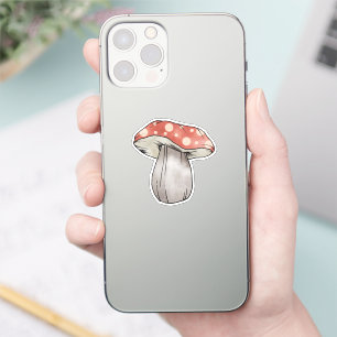 Sticker Illustration aquarelle de champignon mignon rouge