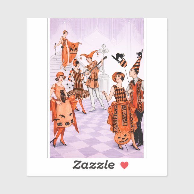 Sticker Illustration Art Déco Halloween – Vintage 1920 (Feuille)