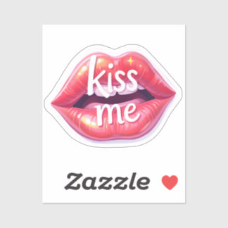 Sticker Illustration artistique de lèvres rouges brillante