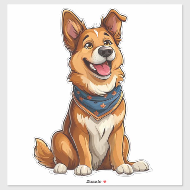 Sticker Illustration charmante d'un chien mignon (Feuille)