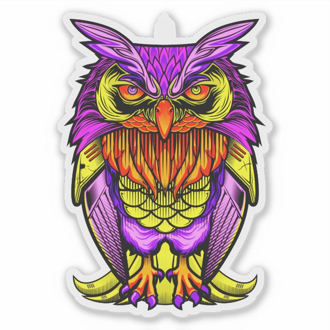 Sticker Illustration Creative Owl (Devant)