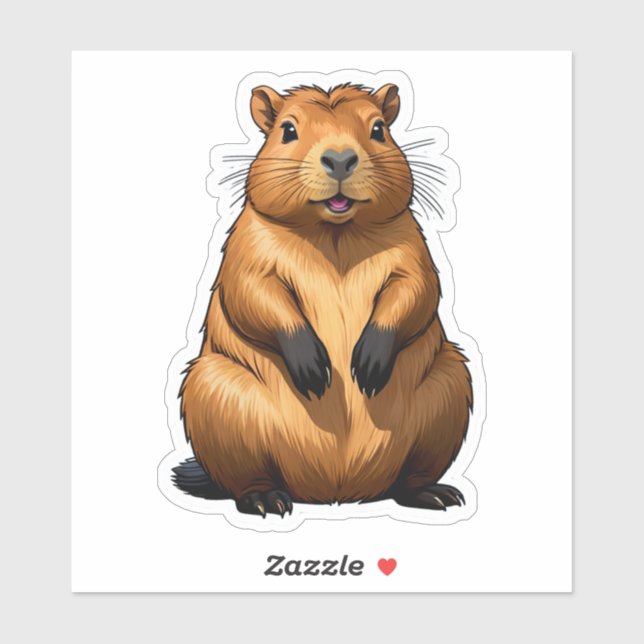 Sticker Illustration d'animal de rongeur de Capybara migno (Feuille)