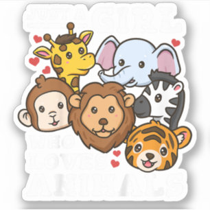 Sticker Illustration d'animaux mignons du zoo éléphant et