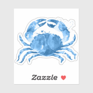 Sticker Illustration d'aquarelles de crabe bleu