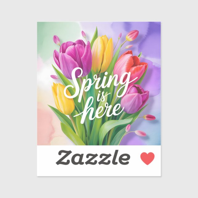 Sticker Illustration de bouquet de tulipes "Le printemps e (Feuille)