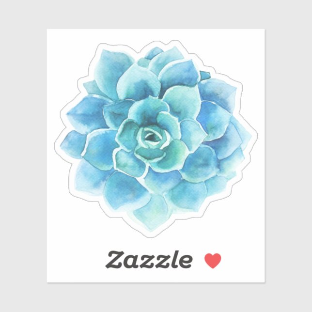 Sticker Illustration de cactus en aquarelles bleu-vert (Feuille)