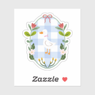 Sticker Illustration de canard blanc Cottagecore - Vichy b
