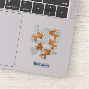 Sticker Illustration de caricature de poisson rouge orange