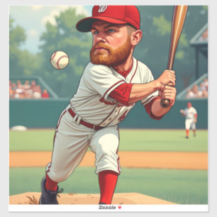 Sticker ''Illustration de caricature du baseball américain