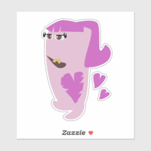 Sticker Illustration de cartoon de fille amoureuse adolesc