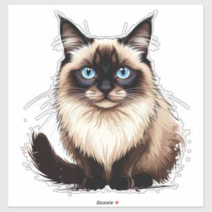 Sticker Illustration de chat siamois coloré