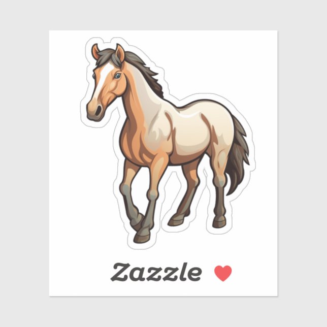 Sticker Illustration de cheval en dessin (Feuille)
