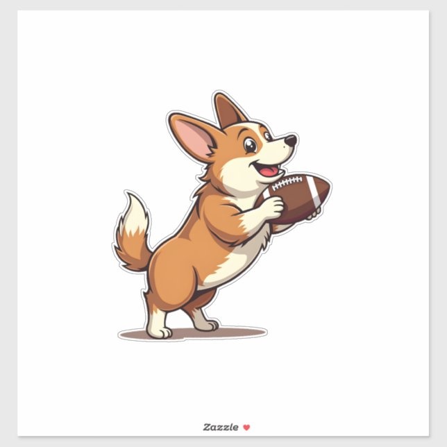 Sticker Illustration de chien de football Corgi vintage Sp (Feuille)