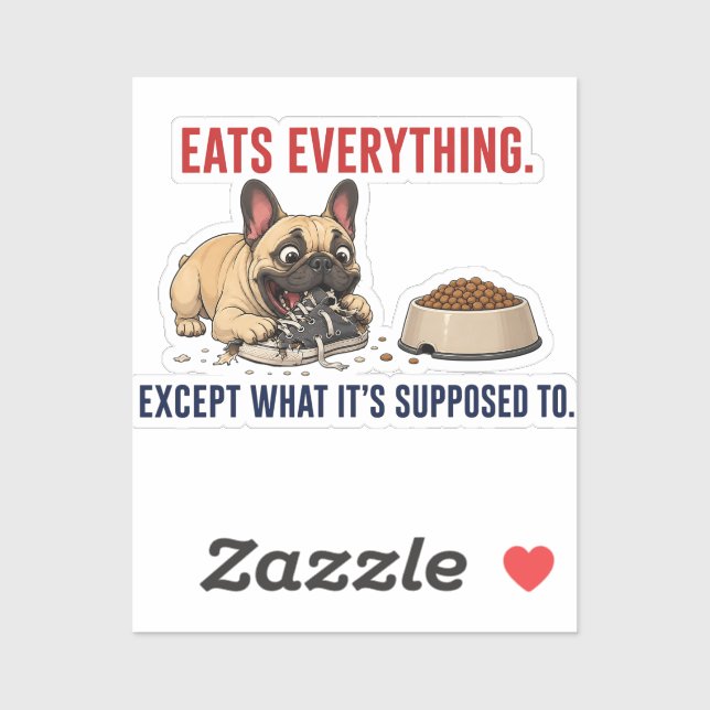 Sticker Illustration de Chien Mangeur de Chaussures Bouled (Feuille)