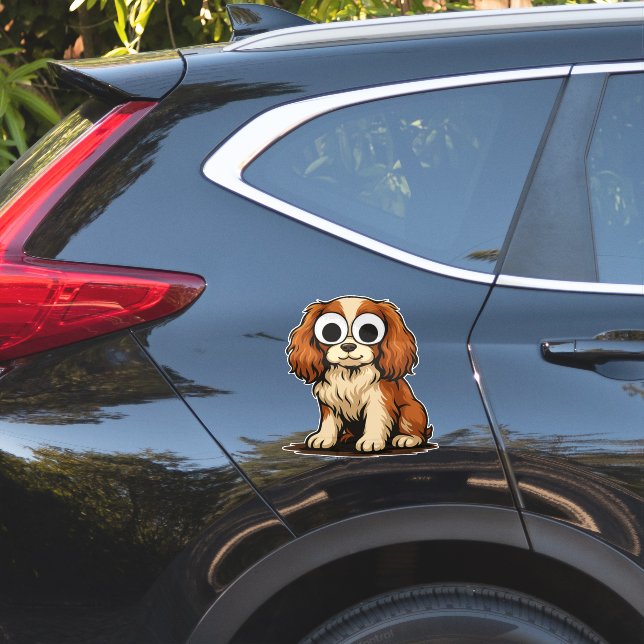Sticker Illustration de chiot aux yeux globuleux mignon (Coté voiture)