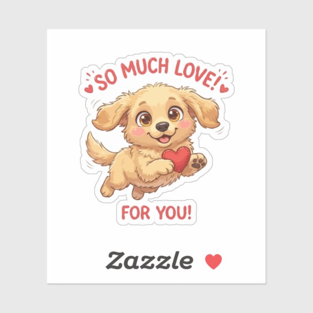 Sticker Illustration de chiot mignon avec cœur (Feuille)