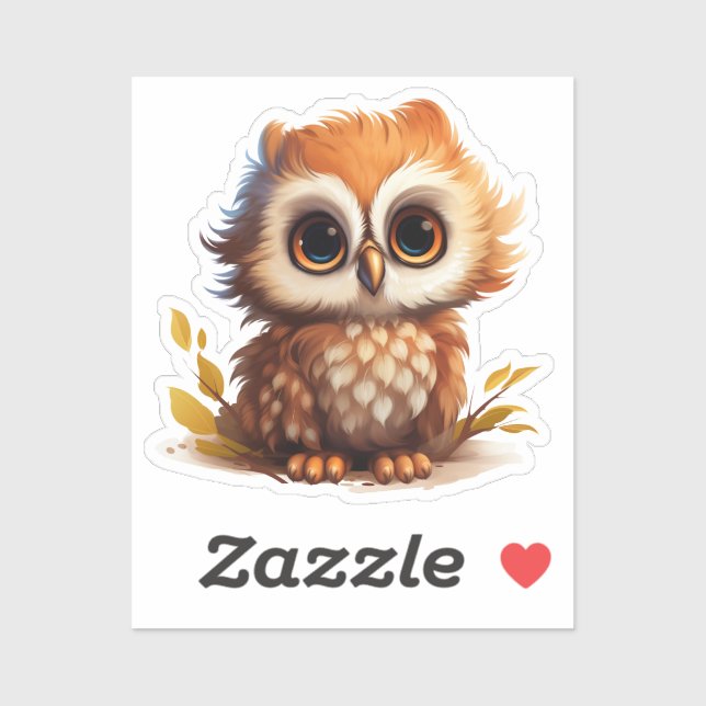 Sticker Illustration de chouette de dessin (Feuille)